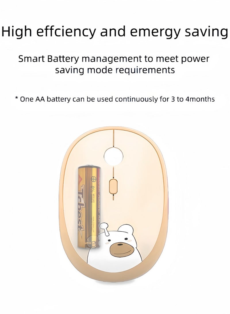 GEEZER Bluetooth Mouse For Laptop And Computer, Bluetooth 5.0 Silent Wireless Mouse,Cartoon Brown Bear For Girl And Student,Intelligent Energy Saving Mouse Lady Mouse Brown - Image 5
