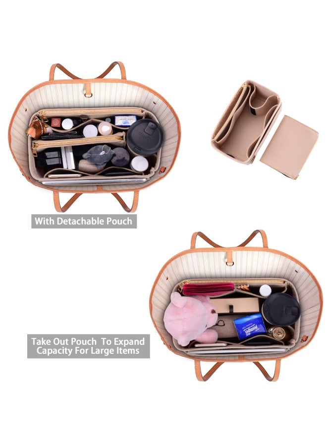 ZTUJO Ztujo Purse Organizer  Felt Bag Organizer Purse Organizer Insert For Lv Speedy  Neverfull  Graceful  Neverfull Tote  Handbag Shaper  Beige  Slender Medium  - Image 4