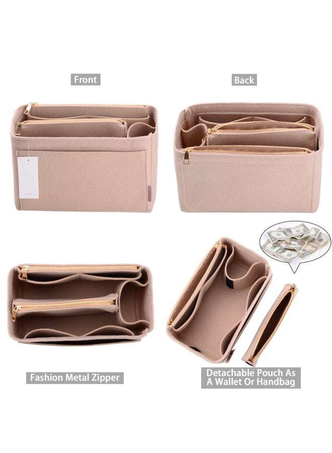 ZTUJO Ztujo Purse Organizer  Felt Bag Organizer Purse Organizer Insert For Lv Speedy  Neverfull  Graceful  Neverfull Tote  Handbag Shaper  Beige  Slender Medium  - Image 2
