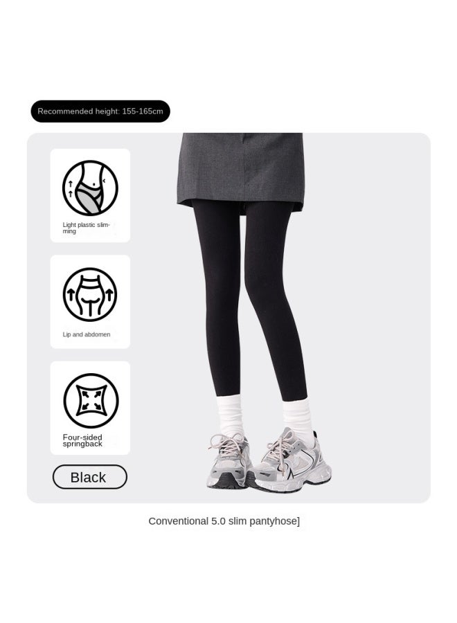 Tall Women's Gray Leggings With Vertical Stripes For Autumn And Winter, Non-slip, Fleece-lined, Warm, And Pressure-resistant
