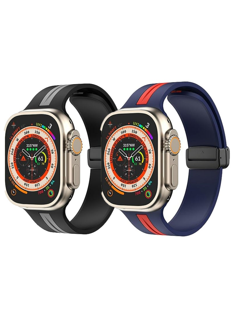 X-level 2 Pack Soft Silicone Strap for Apple Watch Series 10, Compatible with Apple Watch Ultra 2/Ultra, Series10/9/8/SE 2nd Gen/7/SE/6/5/4/3/2/1, Compatible with 49/46/45/44/42mm Band - Image 1