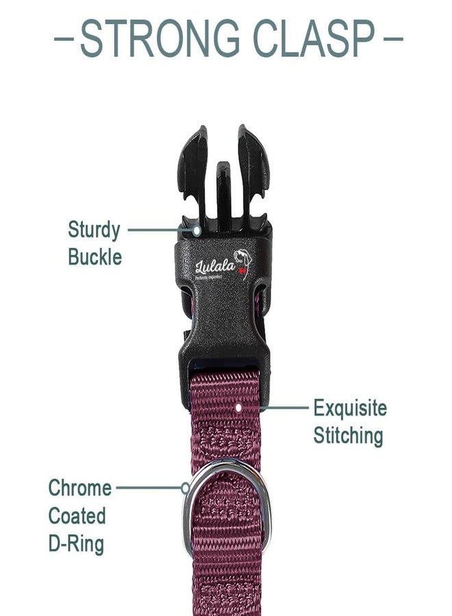 Lulala Nylon Dog Collar and Leash Set, Adjustable Collar Leash Set with Quick Release Buckle Safety for Small Medium Dogs Walking Running Training 15MM(Maroon Color) - Image 3