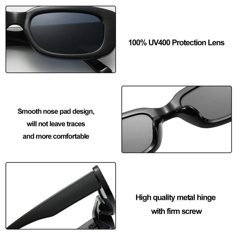 DLALA Retro Fashion Rectangle MC STAND Glasses for Men for Women Trendy Sunglasses UV 400 Protection Square Frame - Eyewear - Image 3