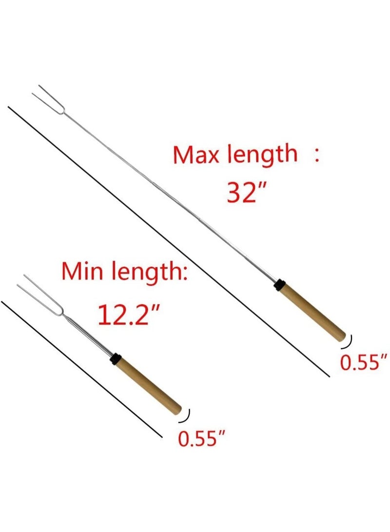 Marshmallow Roasting Sticks,Marshmallow Sticks Kit Extending Roaster 32 Inch Set of 8 Telescoping Stainless Steel. Hot Dog Forks Kids Camping Campfire Fire Pit Accessories.FREE Pouch - Image 2