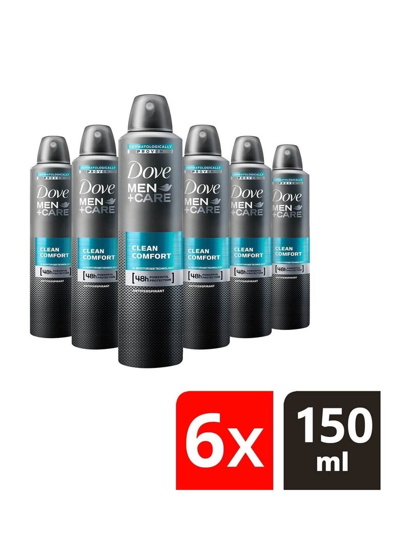 دوف مزيل العرق مين + كير كلين كومفورت إيروسول 150 مل (عبوة من 6 قطع) - Image 2