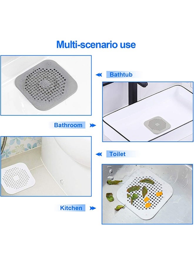 8 Pcs Silicone Drain Protector with Sucker, Square Drain Cover Bathroom floor drain filter, Shower Drain Cover Hair Catcher, Sink Strainer Shower Hair Catcher Bathtub Drain Cover for Kitchen Bathroom - (4 pcs White+4 pcsGrey)  - Image 2
