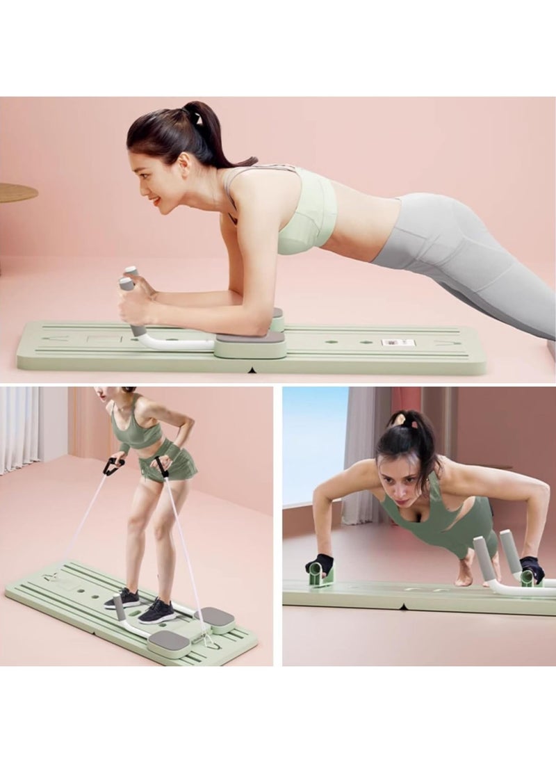 KUYING Pilates Board, Pilates Reformer Set, 5 in1 Pilates Reformer Machine with Timer, Multi-Purpose Foldable Pilates Reformer Board for Home, Pilates Sliding Board for Home Women Men（green）  - Image 5