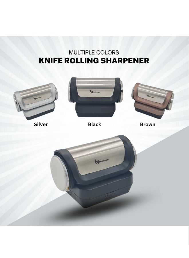 مسن سكاكين احترافي مع 4 زوايا - ادوات من الستانلس ستيل والماس - مثالية لجميع السكاكين في مطابخ المنزل والمطاعم (اسود)