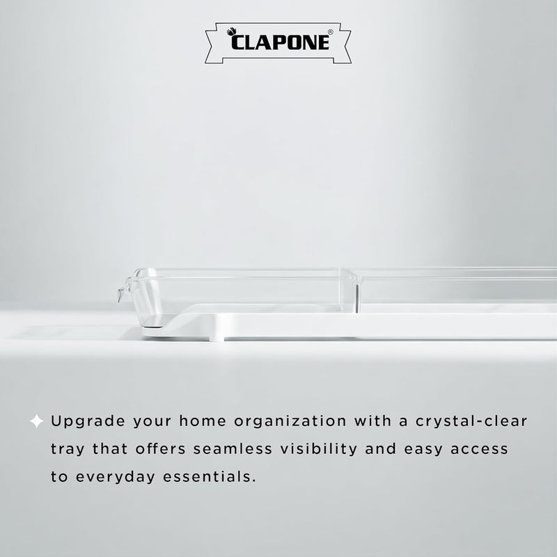 CLAPONE Bathroom Organizer Clear Under Sink Organizers Vanity Countertop Storage Container Cabinet Drawers Pull-Out Organization with Track for Pantry Kitchen (2 Tier With Compartment) - Image 4