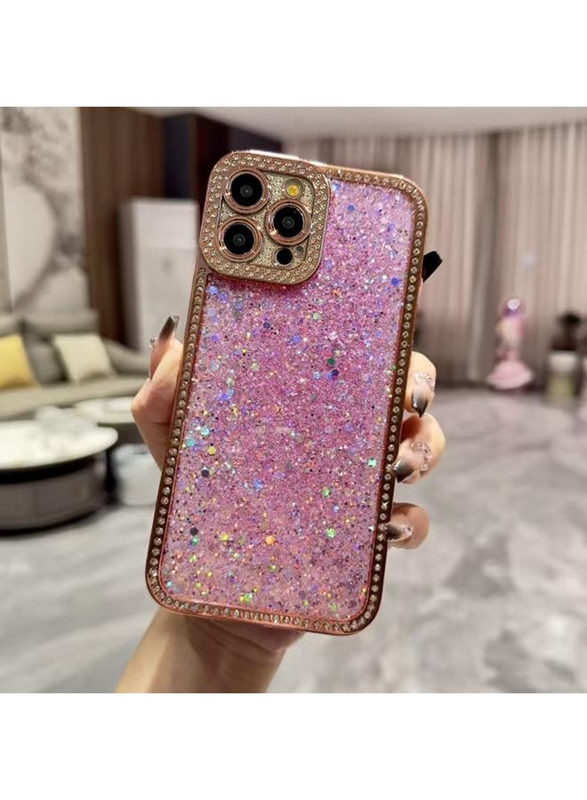 اس-توب جراب هاتف iPhone 16 Pro مصنوع من مادة TPU مع ترتر لامع من الألماس - Image 1