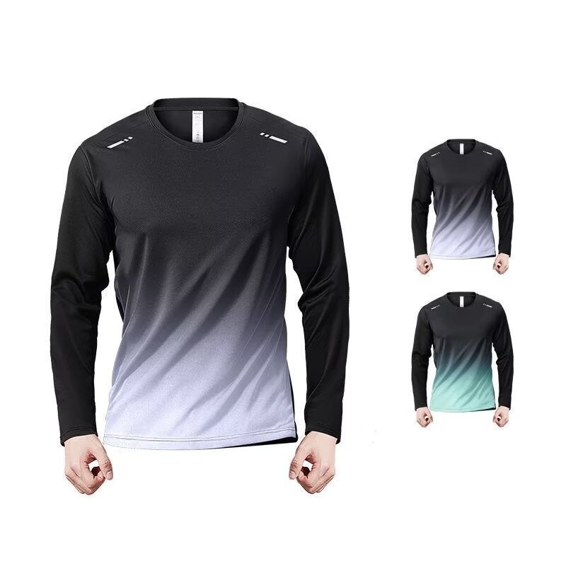 Mesh Ice Silk Long Sleeve Men'S Autumn Sports Leisure Training Quick-Drying Clothes Fitness Clothes Outdoor Sun Protection Running T-Shirt - Image 3