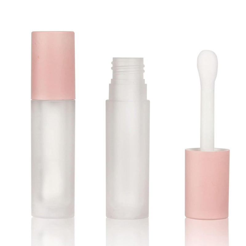 COSIDEA 24 pcs 5ml empty big brush lip gloss tube with stopper Frosted bottle Pink cap