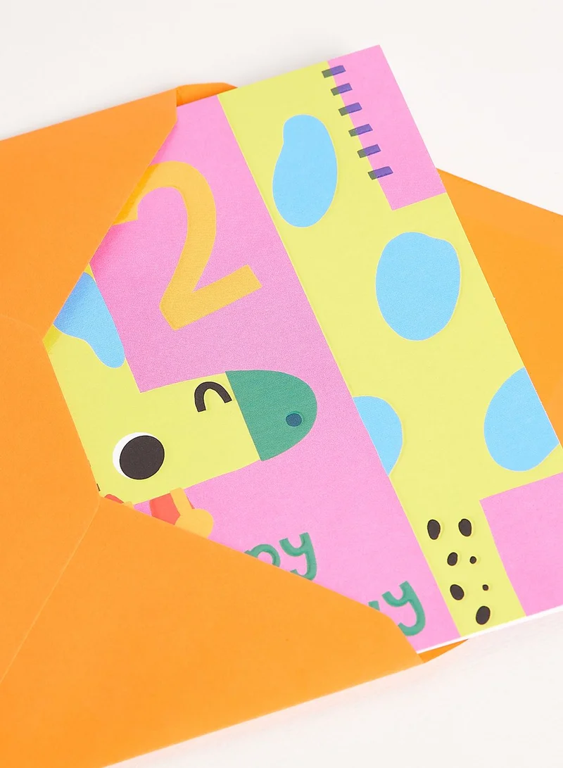 Raspberry Blossom Age 2 - Giraffe Year Card