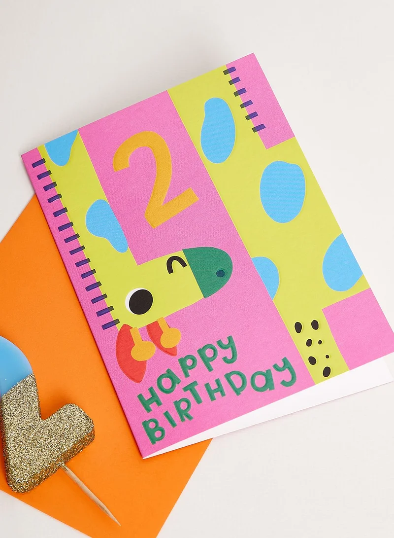Raspberry Blossom Age 2 - Giraffe Year Card