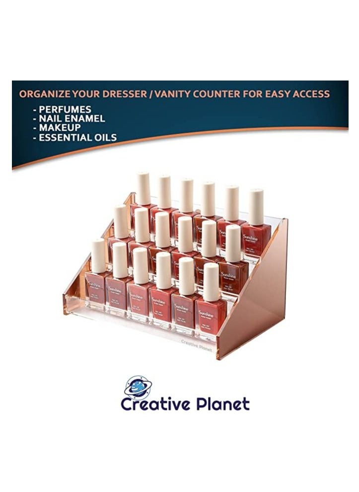 Creative Planet Creative Planet Acrylic Multi Purpose Organizer Stand, Organize your Pantry, Perfumes, Makeup, Office Desk, Nail Enamel Essential Oils. 3 Tier (Rose Gold Pack of 2)  - Image 3
