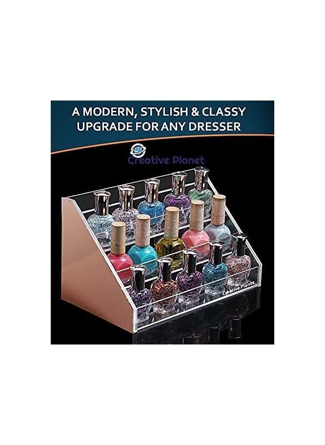 Creative Planet Creative Planet Acrylic Multi Purpose Organizer Stand, Organize your Pantry, Perfumes, Makeup, Office Desk, Nail Enamel Essential Oils. 3 Tier (Rose Gold Pack of 2)  - Image 4
