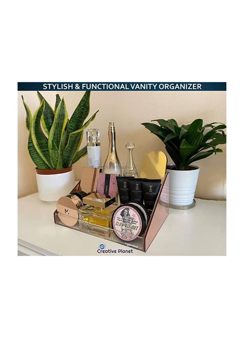 Creative Planet Creative Planet Acrylic Multi Purpose Organizer Stand, Organize your Pantry, Perfumes, Makeup, Office Desk, Nail Enamel Essential Oils. 3 Tier (Rose Gold Pack of 2)  - Image 2