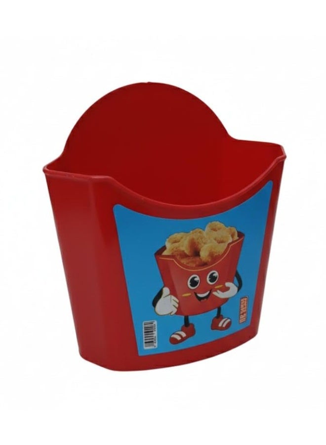 Spaceshoop Fun French Fry and Snack Holder Safe Plastic Serving Container for Chicken Nuggets and Finger Foods ( Red , medium ) - Image 1