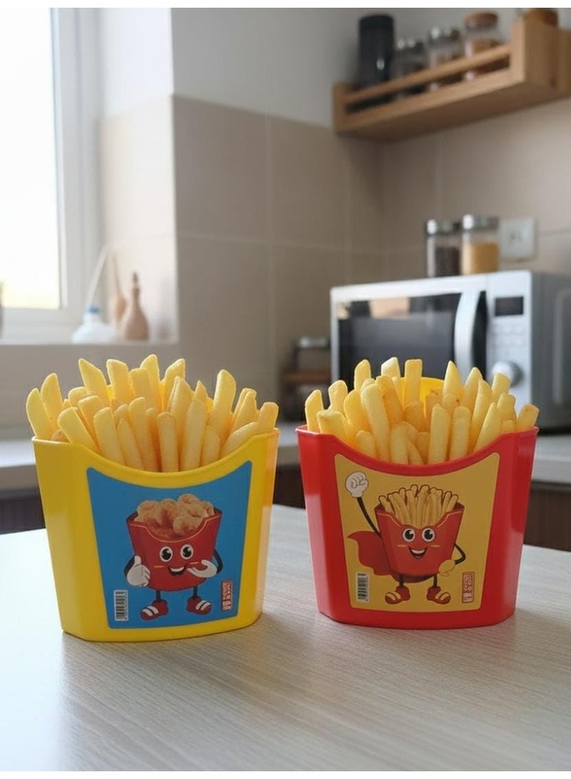 Spaceshoop Fun French Fry and Snack Holder Safe Plastic Serving Container for Chicken Nuggets and Finger Foods ( Red , medium ) - Image 4