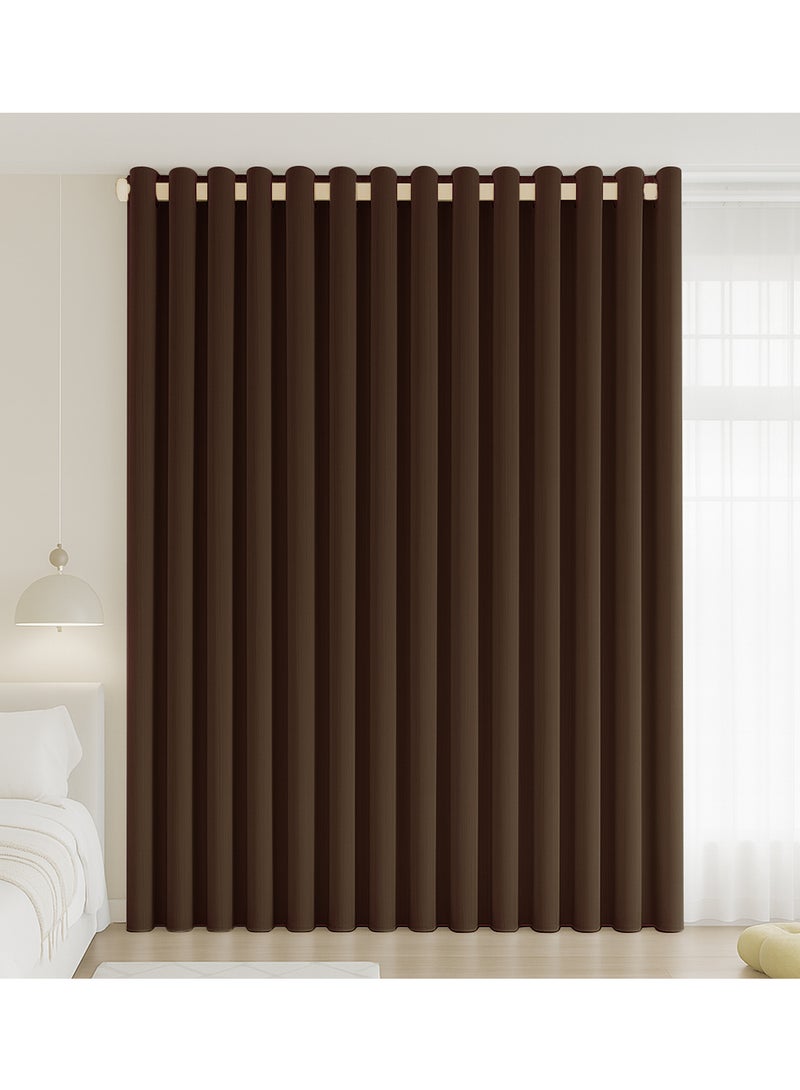 Double-Sided Chenille Blackout Curtain – Grommet Top, 95% Light Blocking, Single Panel, Fits Windows 125–165 cm Wide (Brown W250 × H270 cm) - Image 1
