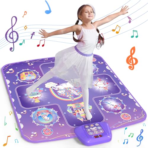 GirlsHome Dance Mat Unicorn Toys for Girls Electronic Dance Pad with 5 Game Modes BuiltIn Music Touch Sensitive Light Up LED Kids Musical Mat Christmas Birthday Gift for Toddler Girls 312 - Image 1