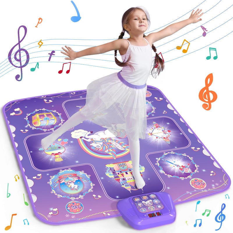 GirlsHome Dance Mat Unicorn Toys for Girls Electronic Dance Pad with 5 Game Modes BuiltIn Music Touch Sensitive Light Up LED Kids Musical Mat Christmas Birthday Gift for Toddler Girls 312 - Image 2