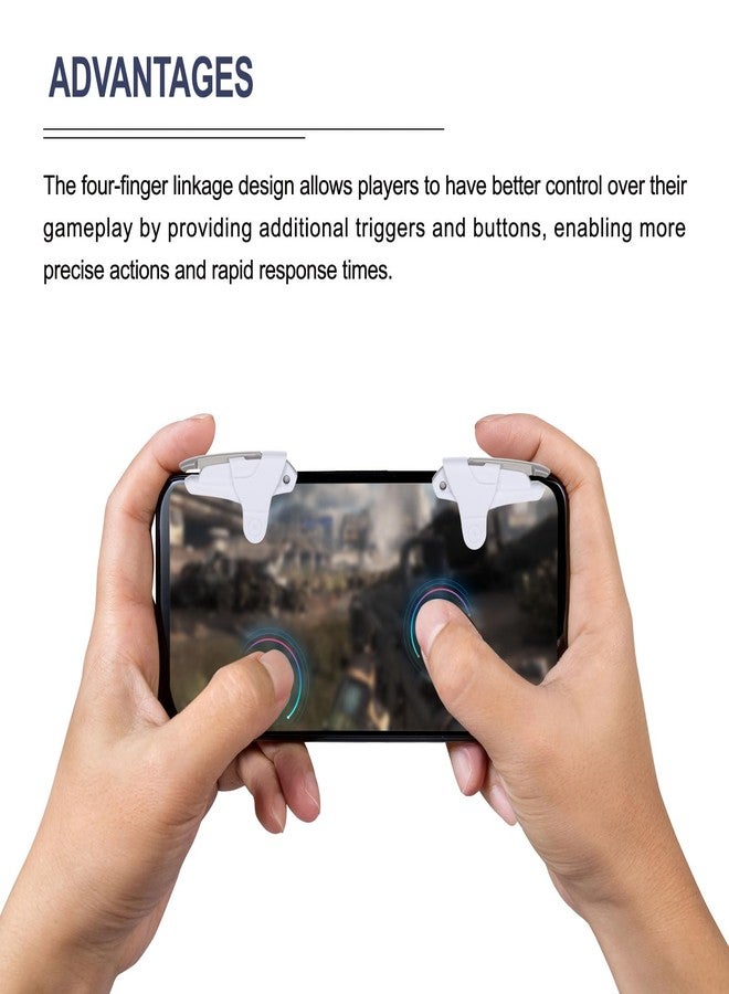 MECCANIXITY Gaming Trigger Mobile Game Controller 1 Pair Fire Keys Alloy White for 4.7-6.5 Inch Cell Phone - Image 5