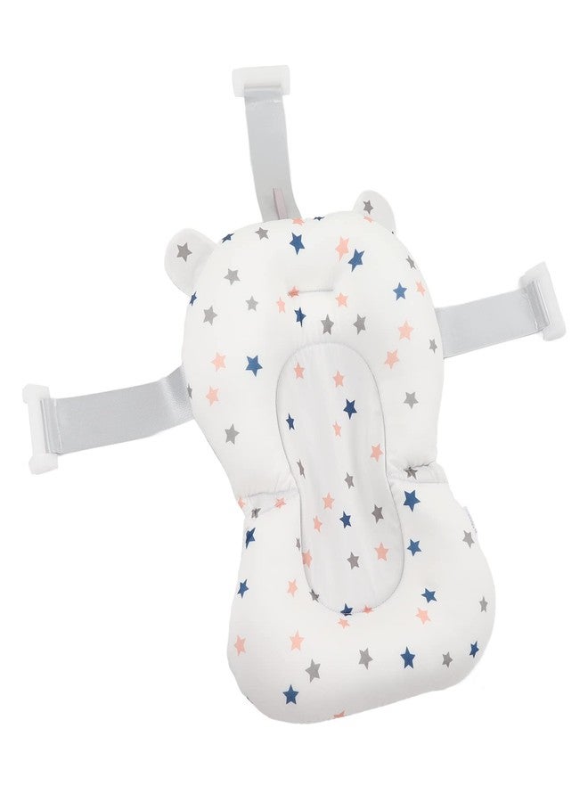 ciciglow Baby Bath Cushion Pad - Newborn Bathtub Mat with Infant Bath Supporter Net and Nonslip Floating Seat (White Stars) - Image 1