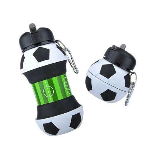 Wishbone FOLDING BOTTLE FB Silicone Sipper Bottle for Kids - 550 ML Expandable Football Water Bottle for Home, Office, Gym, Trekking, Anti-Leak Kids Water Bottle - Image 1