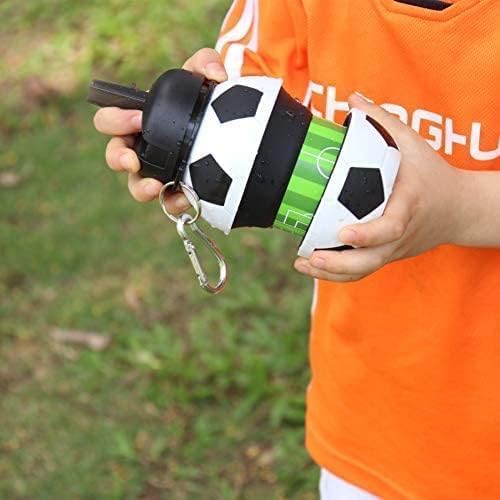 Wishbone FOLDING BOTTLE FB Silicone Sipper Bottle for Kids - 550 ML Expandable Football Water Bottle for Home, Office, Gym, Trekking, Anti-Leak Kids Water Bottle - Image 3