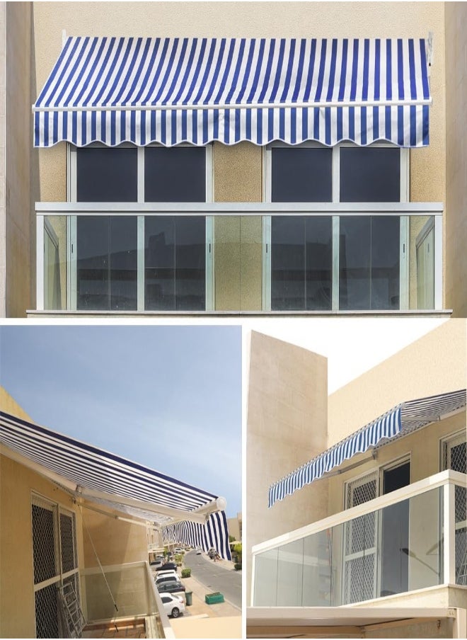 Yatai - Yatai Outdoor Sun Shade Cover Deck Window Door Canopy Shelter Foldable Awning With Manual Crank Handle Retractable Patio Awning, Uv Water-Resistant Aluminum Awnings - Image 1