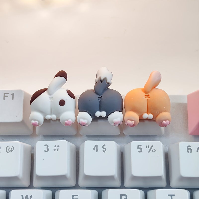 Pastoral Cat Butt Keycap For Mechanical Keyboard Cute Funny Cat Dog Egg Shape Accessory - Image 2