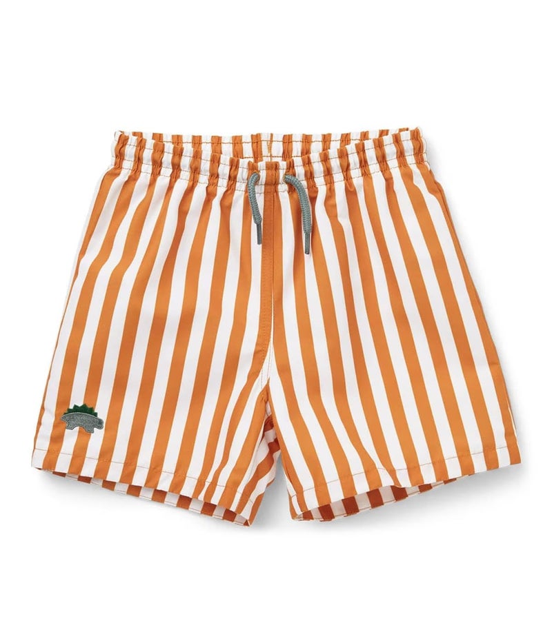 LDIOIF Boys Swim Trunks Quick Dry Swim Shorts Kids Swimsuits Orange and White Stripes Bathing Suit Swimming Trunks 9-11 Years - Image 1