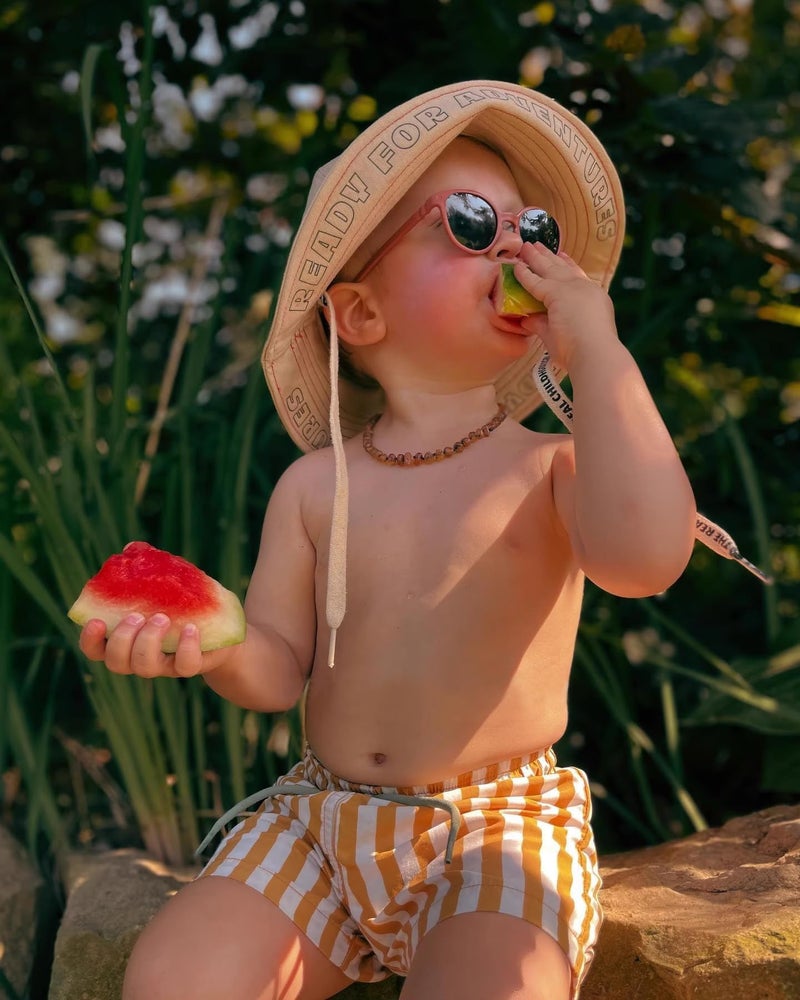 LDIOIF Boys Swim Trunks Quick Dry Swim Shorts Kids Swimsuits Orange and White Stripes Bathing Suit Swimming Trunks 9-11 Years - Image 3