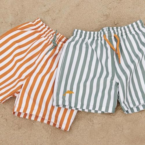 LDIOIF Boys Swim Trunks Quick Dry Swim Shorts Kids Swimsuits Orange and White Stripes Bathing Suit Swimming Trunks 9-11 Years - Image 2