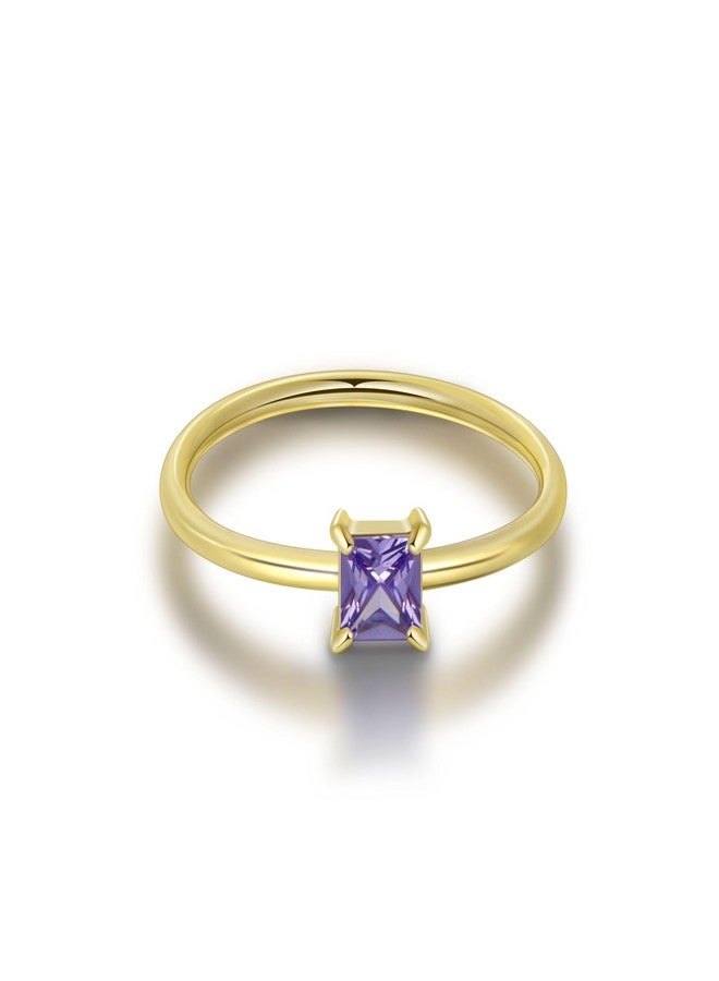 CANDYFANCY Birthstone Rings for Women Stackable Ring Dainty Gold Plated Square CZ Emerald Green Gemstone Ring for Mom Engagement Wedding Promise Rings Jewelry Gift For Birthday Anniversary Jewelry, 7, - Image 1