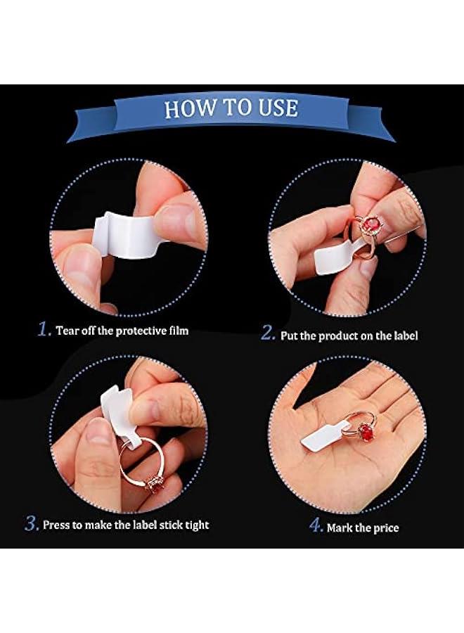 Arabest 200 Pieces Blank Jewelry Price Tags Stickers White Jewelry Price Label Self Adhesive Short Dumbbell, Rectangle Barbell Label for Necklace Earring Identify  - Image 4