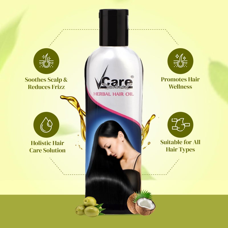 VCare Herbal Hair Oil For Men And Women  Reduces Hair Fall  Dandruff  Helps Hair Growth With 13 herbal oils Ideal For All Type Hair Growth 100ml Pack of 3 - Image 3