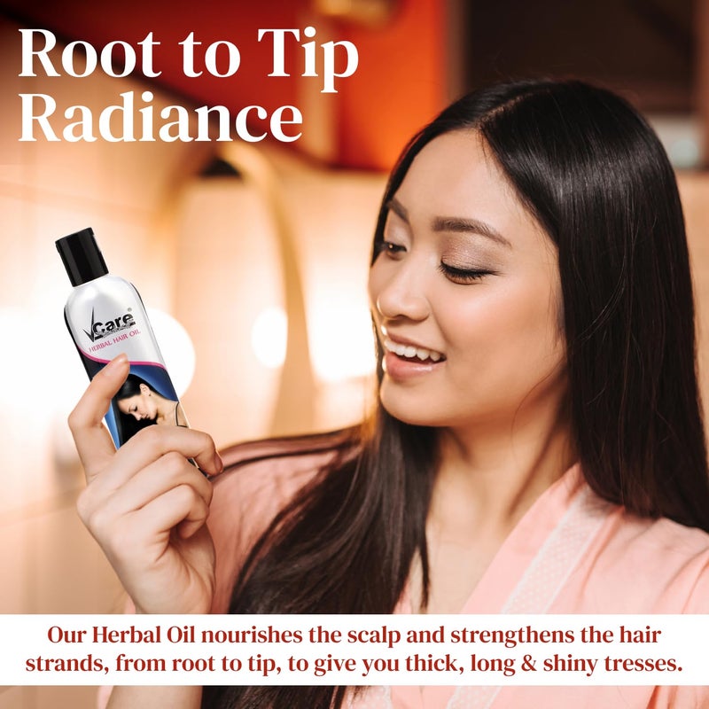 VCare Herbal Hair Oil For Men And Women  Reduces Hair Fall  Dandruff  Helps Hair Growth With 13 herbal oils Ideal For All Type Hair Growth 100ml Pack of 3 - Image 5