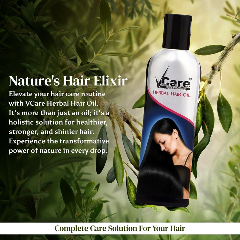 VCare Herbal Hair Oil For Men And Women  Reduces Hair Fall  Dandruff  Helps Hair Growth With 13 herbal oils Ideal For All Type Hair Growth 100ml Pack of 3 - Image 2