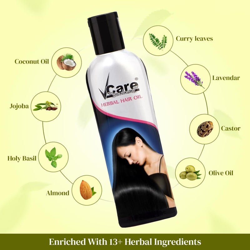 VCare Herbal Hair Oil For Men And Women  Reduces Hair Fall  Dandruff  Helps Hair Growth With 13 herbal oils Ideal For All Type Hair Growth 100ml Pack of 3 - Image 4