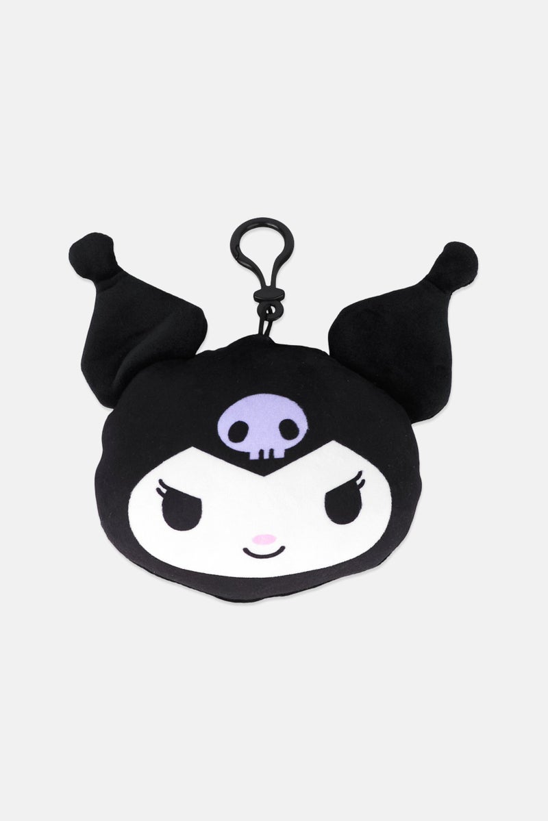 Sanrio Hello Kitty Kuromi Head Shaped Super Soft Plush Clip On Key Chain, Multicolor - Image 1
