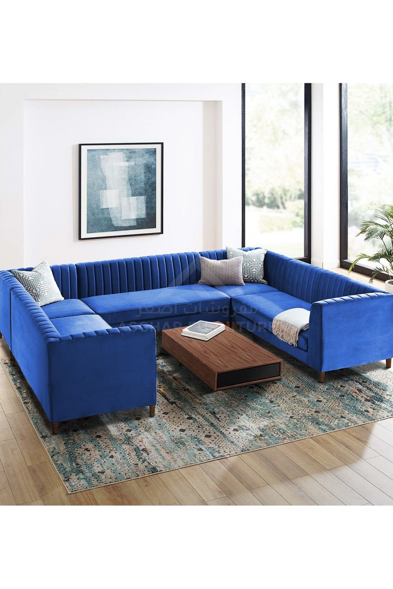 ASGHAR FURNITURE Blues Tufted U Shape Sofa 
