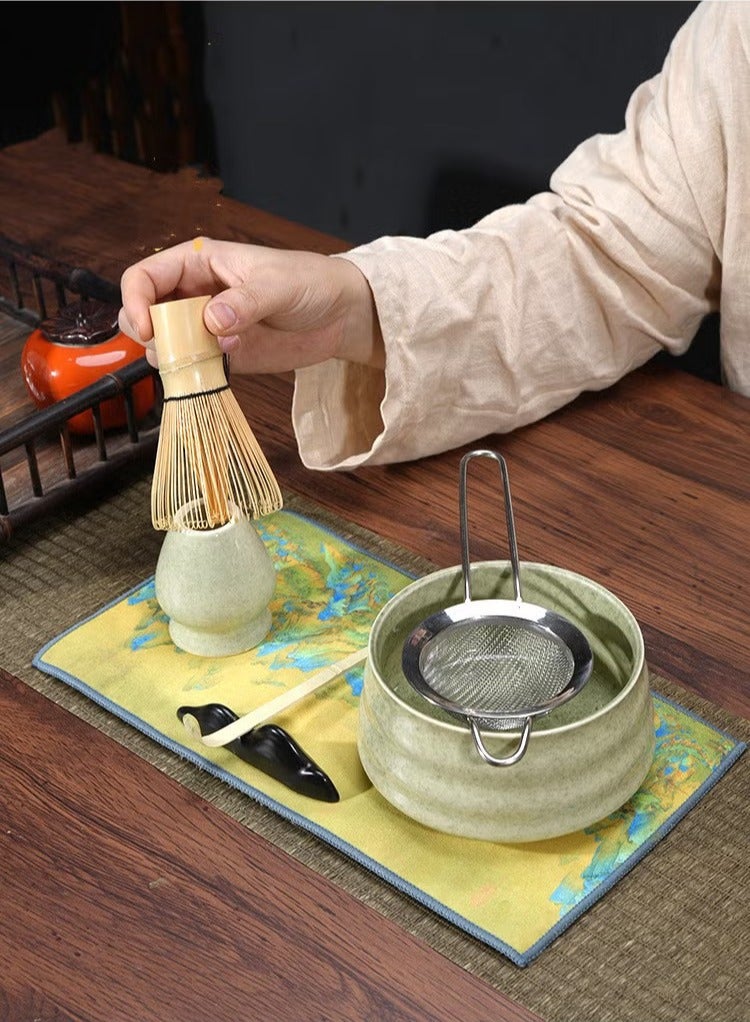 مجموعة ماتشا، طقم شاي من 4 قطع، مصنوع من الخيزران الصديق للبيئة، ملعقة الشاي / ملعقة الماتشا / وعاء الماتشا / حامل الخفاقة، لتحضير الشاي الصيني التقليدي - Image 3