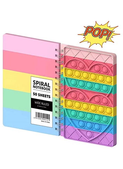 A5 Pop Notebook Spiral Notebook for Girls and Boys Gift in School with Stress Relief Assistant Fidget Toy