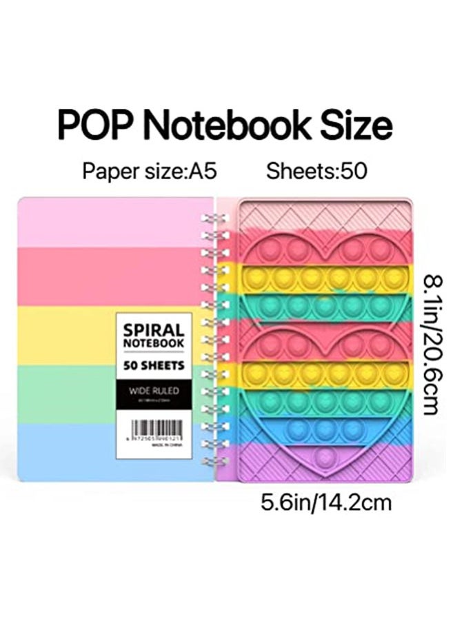A5 Pop Notebook Spiral Notebook for Girls and Boys Gift in School with Stress Relief Assistant Fidget Toy