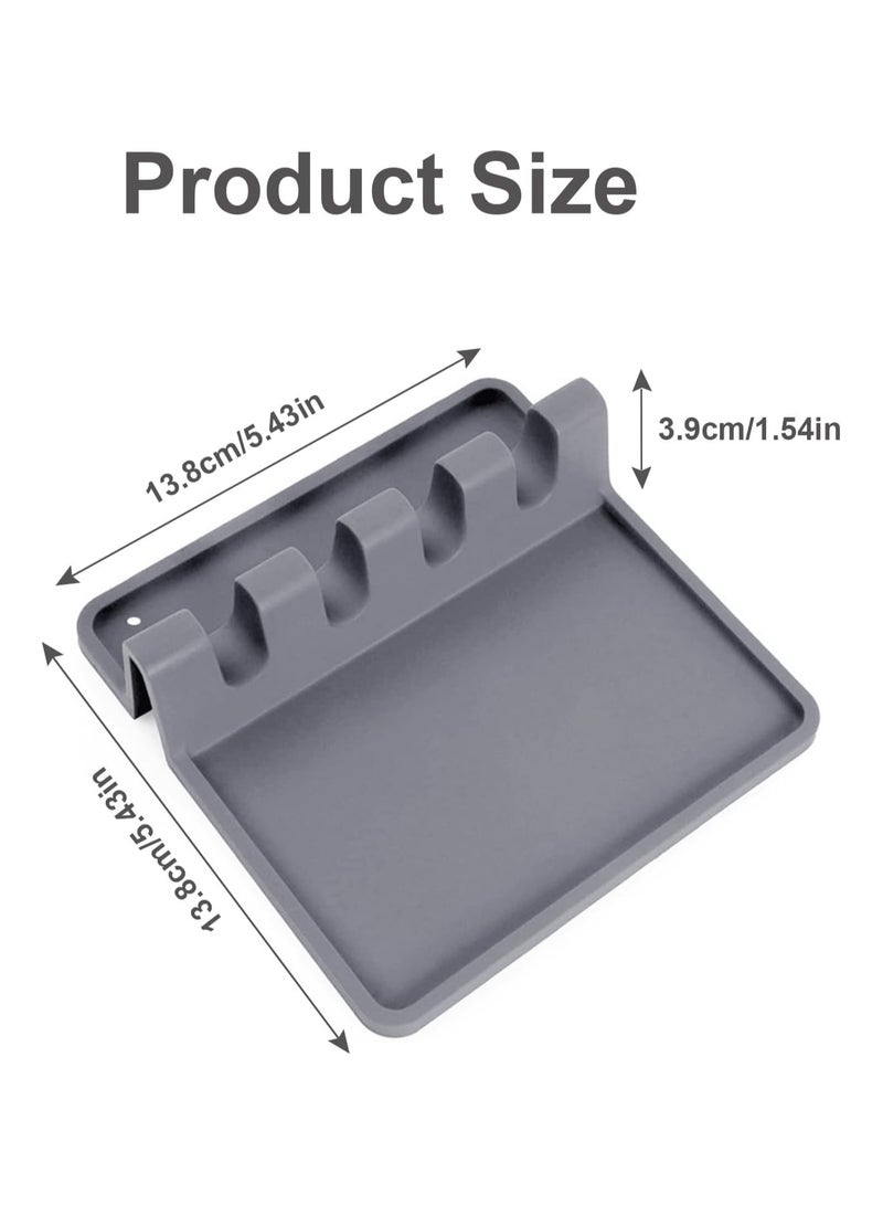 Silicone Utensil Rest - BPA-Free, Durable Spoon Rest with Drip Pad - Heat-Resistant Spoon Rest for Stove Top - Spoon Rest for Kitchen Counter(Grey)  - Image 2