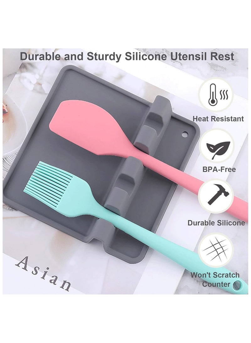 Silicone Utensil Rest - BPA-Free, Durable Spoon Rest with Drip Pad - Heat-Resistant Spoon Rest for Stove Top - Spoon Rest for Kitchen Counter(Grey)  - Image 4