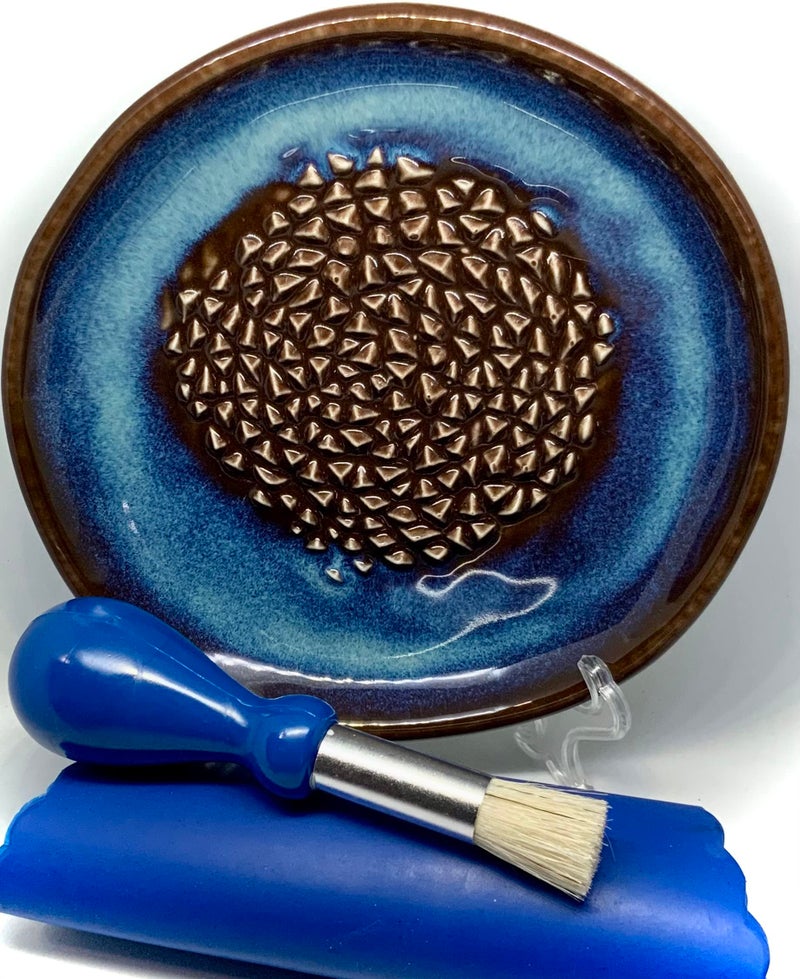 مجموعة مبشرة ثوم سيراميك بون سيرا 4 قطع بتصميم ملبس طريق الحليب مع مقشرة ثوم وفرشاة تجميع وحامل عرض وبشر الكركم والزنجبيل والمزيد G504