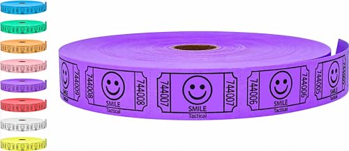 Tacticai 2000 Raffle Tickets, Smile, Purple (1 of 8 Colors), Single Roll, Ticket for Events, Entry, Class Reward, Fundraiser & Prizes - Image 1